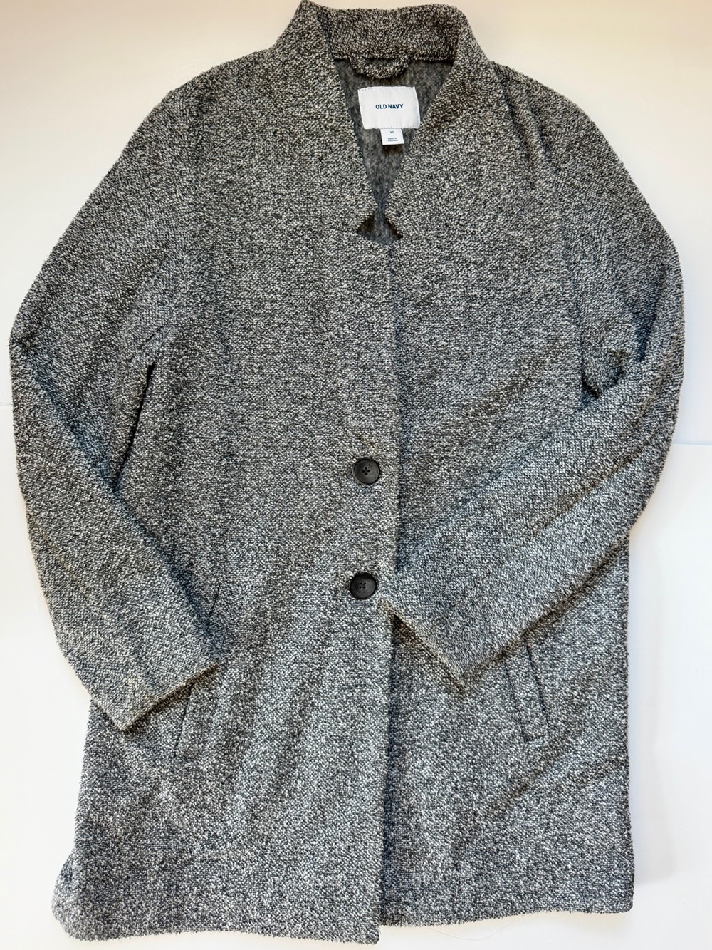 Old Navy Women's XS Grey Speckled Bouclé Tweed Car Coat Jacket